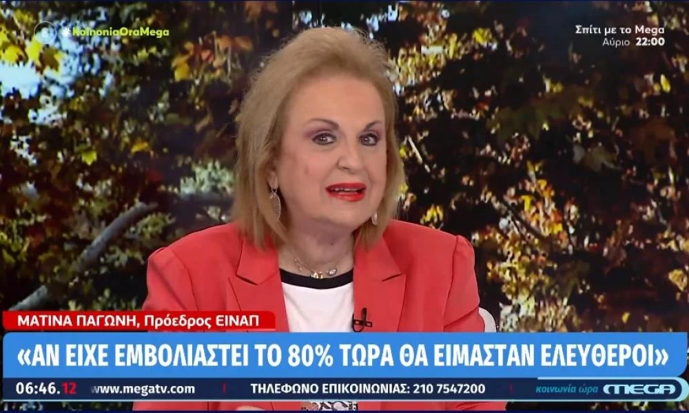 Ματίνα Παγώνη: «Θα είναι μεγάλο λάθος ένα νέο lockdown»